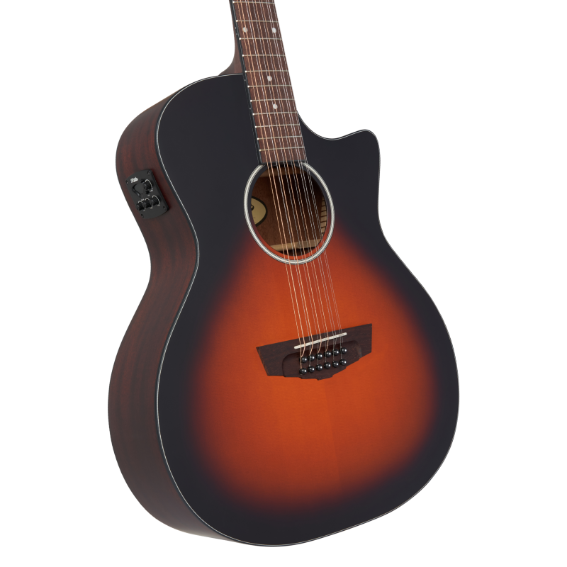 D´Angelico Premier Fulton LS, Satin Vintage Sunburst, 12-String, Fichte/Mahagoni, Cutaway, Pickup